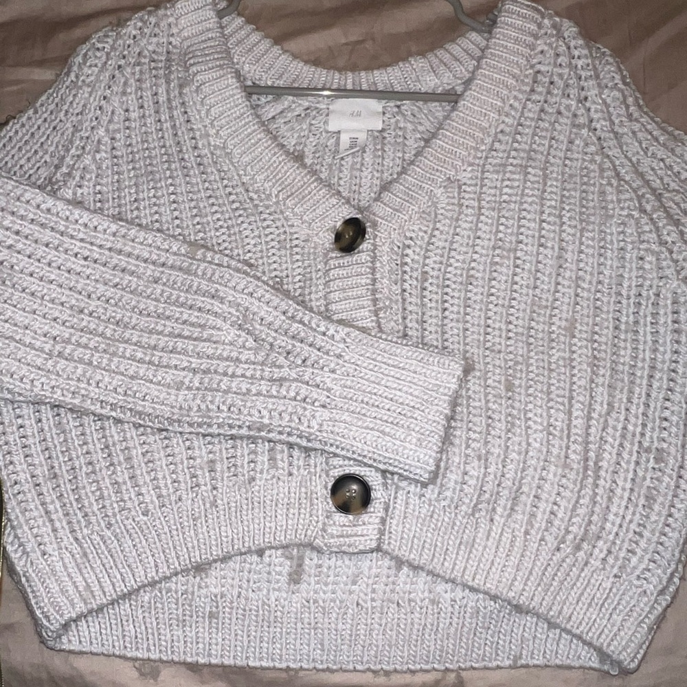 Cream Knit Button Front Cardigan